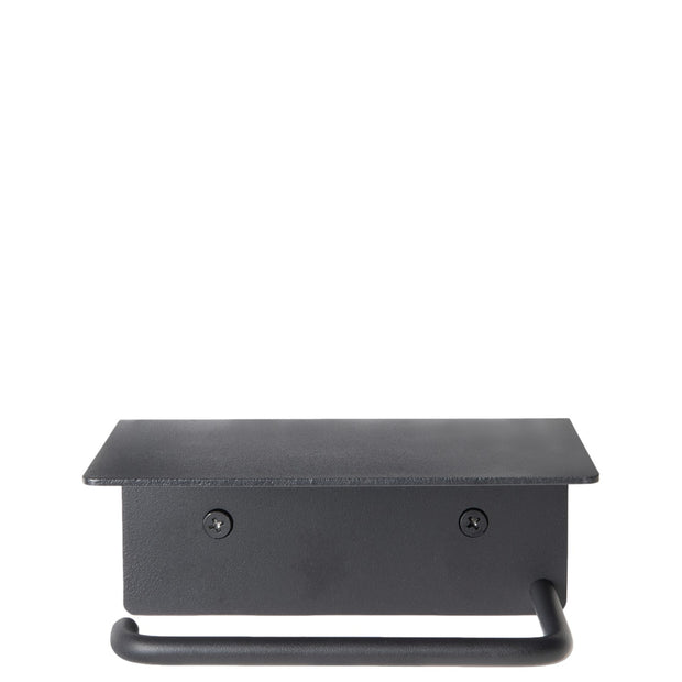Ferm Living Nástěnný držák na toaletní papír s poličkou Dora, Black - DESIGNSPOT