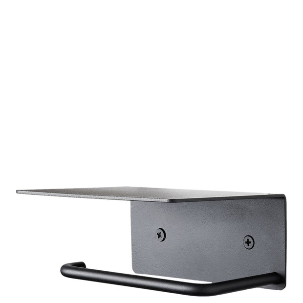 Ferm Living Nástěnný držák na toaletní papír s poličkou Dora, Black - DESIGNSPOT