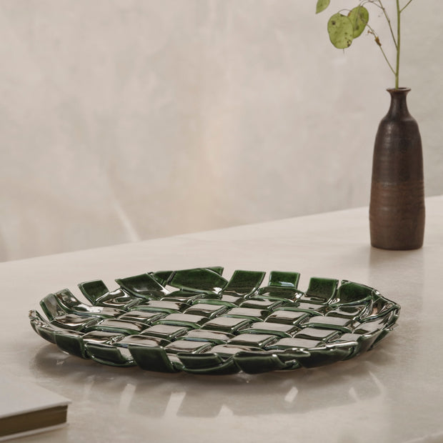 ferm LIVING Podnos Plait Platter, Emerald Green - DESIGNSPOT