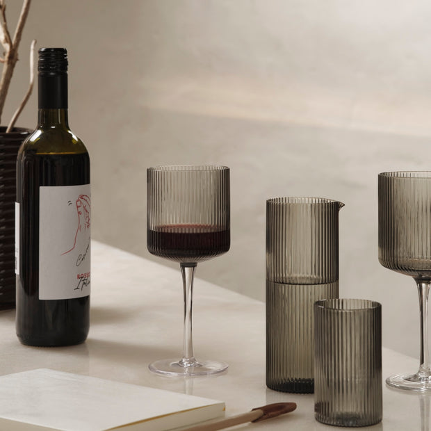 Ferm Living Skleničky na červené víno Ripple, Clear, sada 2 kusů - DESIGNSPOT