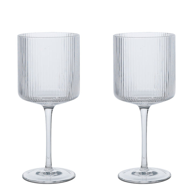 Ferm Living Skleničky na červené víno Ripple, Clear, sada 2 kusů - DESIGNSPOT