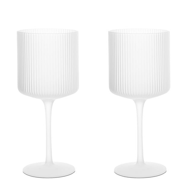 Ferm Living Skleničky na červené víno Ripple, Frosted, sada 2 kusů - DESIGNSPOT