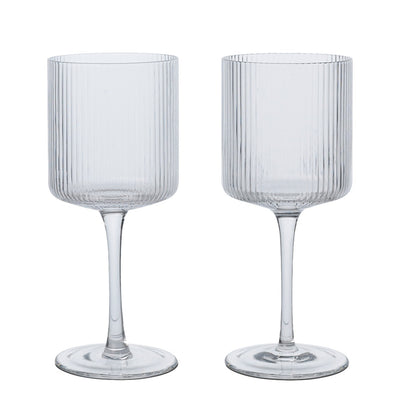 Ferm Living Skleničky na bílé víno Ripple, Clear, sada 2 kusů - DESIGNSPOT