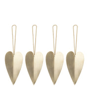 ferm LIVING Sada vánočních ozdob Heart Brass Ornaments, 4 ks - DESIGNSPOT