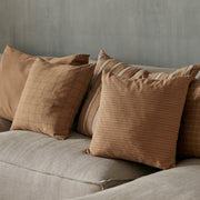 ferm LIVING Polštář Brown Cotton Cushion, Grid - DESIGNSPOT
