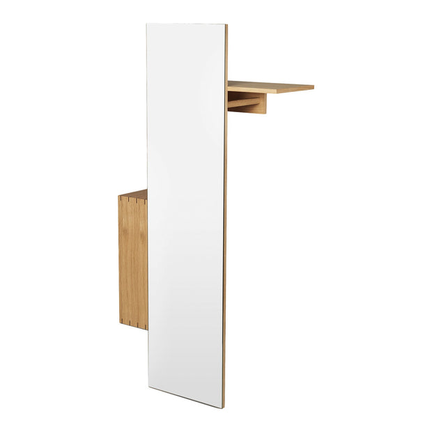 Ferm Living Věšák se zrcadlem Bon, Oiled Oak - DESIGNSPOT