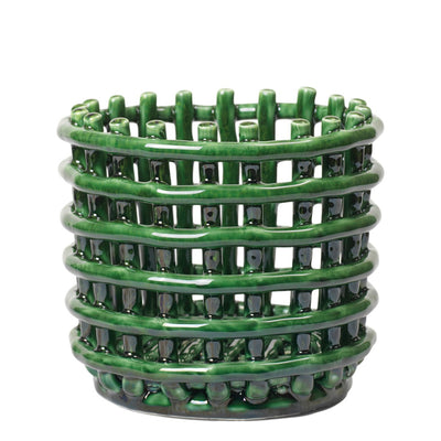 ferm LIVING Košík Ceramic Small, Emerald Green - DESIGNSPOT