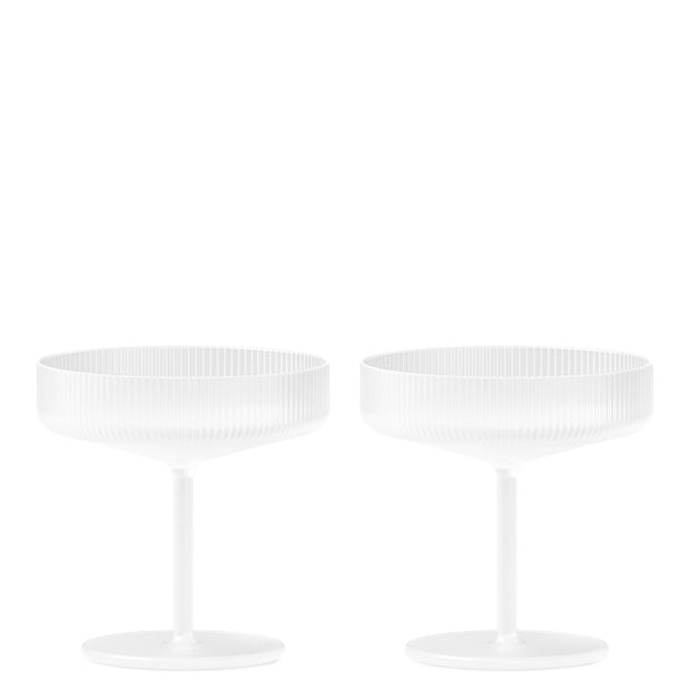 Ferm Living Skleničky na šampaňské Ripple, Frosted, sada 2 kusů - DESIGNSPOT