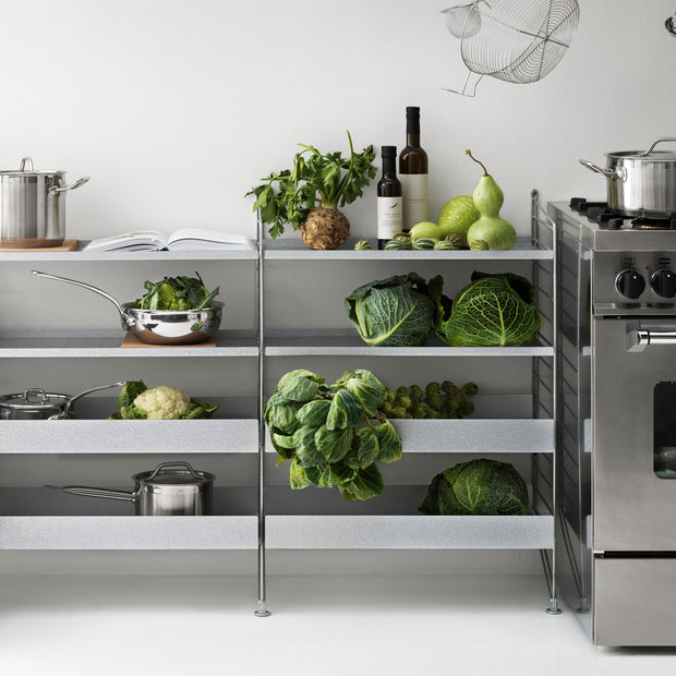 String Nízká kovová police Metal Shelf Low 58 x 30, Galvanized - DESIGNSPOT