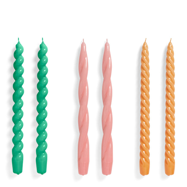 Hay Sada svíček Candle L, 6ks, Green + Rose + Tangerine - DESIGNSPOT