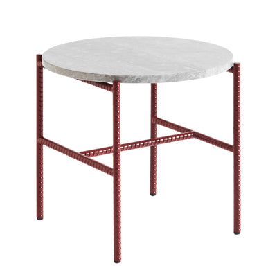 Hay Stolek Rebar Side Table, Ø45x40, Red + Grey Marble - DESIGNSPOT