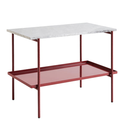 Hay Stolek Rebar Side Table, 75x44, Red + Grey Marble - DESIGNSPOT