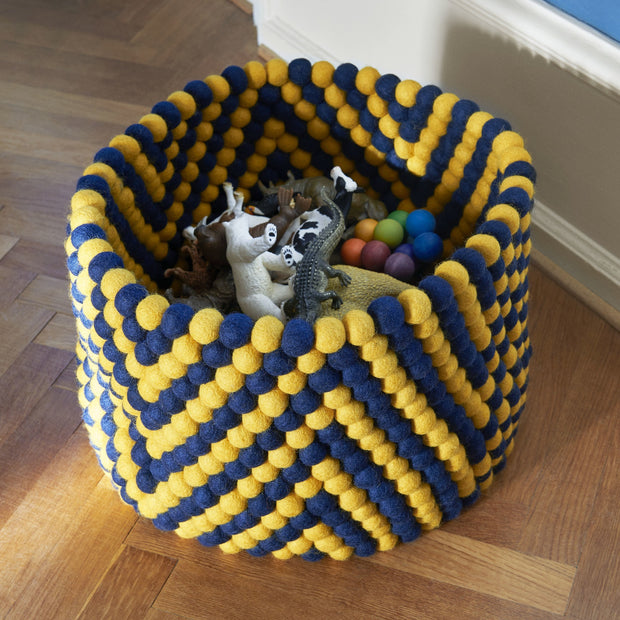 Hay Koš Bead Basket, Yellow Chevron - DESIGNSPOT