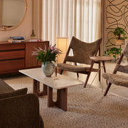 Audo Copenhagen Konferenční stolek Androgyne Lounge, Dark Stained Oak, Stone - DESIGNSPOT