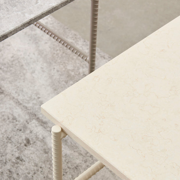 Hay Rebar Side Table, 75x44, Beige Marble - DESIGNSPOT