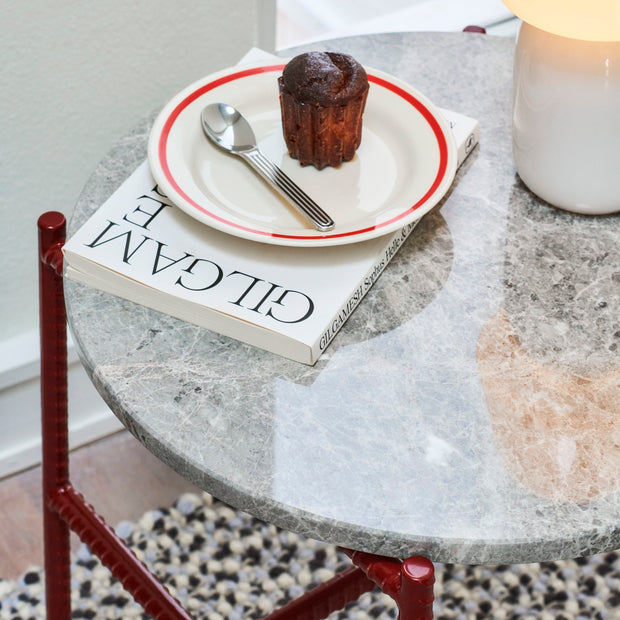 Hay Rebar Side Table, Ø45x40, Red + Grey Marble - DESIGNSPOT