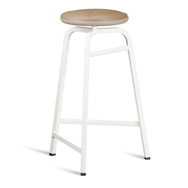 Northern Barová židle Treble Stool, White / Light Oak, Leather - DESIGNSPOT